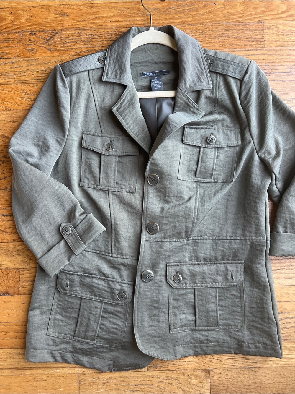 89th & Madison Gray Utility Jacket with Epaulets / Large